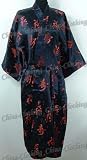 Shanghai Tone® Blessing Kimono Robe Sleepwear Gown Black One Size