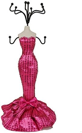 New Sexy Sequins Mannequin Elegant Dress Jewelry Earring Necklace Stand Display Holder More Colors (Pink)