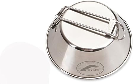 Rykey Stainless Steel Cup with Folding Handle, Silver Cup with Folding Handle, Silver