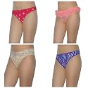 4 PACK: Ladies Sexy Stretch Hipster Brief Panties Thong / Knickers - Multicolor -Size: M