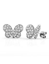 0.63 total carat Round Cut Diamond Butterfly Design Stud Earrings in 14k Gold