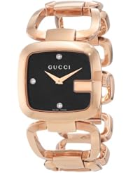 Gucci Womens YA125409 G-Gucci Black Sun Brushed Dial with Diamonds Watch