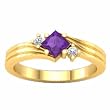 14K Yellow Gold Amethyst and Diamond Ring