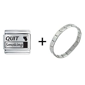 Pugster Quit Smoking italian charm bracelet