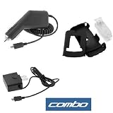 Solid Black Rubberized Hard Cover Case with Belt Clip + Rapid Car Charger + Home Travel Charger + USB Data Cable for Verizon Motorola Adventure V750 Cell Phone