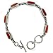 Silver link Bracelets Coral Gemstone Jewelry 7.5 inches (brclt353)