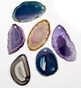 Thin Sliced Agate Pendants with Drilled Hole Set of 6 Assorted Colors