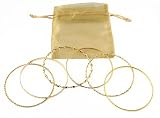 Bracelet - B103 - 6 Pc Asst. Bangle Set ~ Plain, Etched and Twisted in Gold Tone - 70mm + Gold Organza Gift Bag