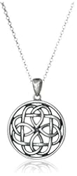 Sterling Silver Celtic Knot Round Pendant Necklace, 17.75"