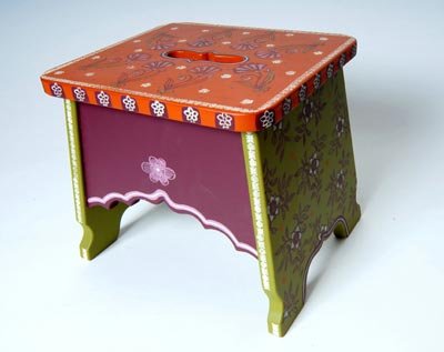 Lillipad Studio - eco-friendly handpainted children's furnishings - SINGLE STEP STOOL in BOHEMIAN GARDE