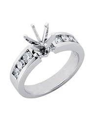 14K White Gold 0.61cttw Round Diamond Semi Mount Engagement Ring