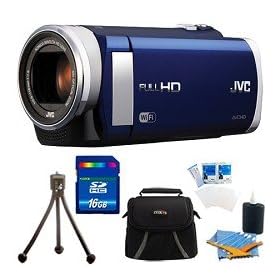 JVC GZ-EX210AUS HD Everio Camcorder f1.8 40x Zoom 3 Touchscreen WiFi w/ 16GB Bundle. Bundle Includes 16 GB Memory Card, Deluxe Carrying Case, Mini Tripod, 3pc. Lens Cleaning Kit, and Screen Protectors.
