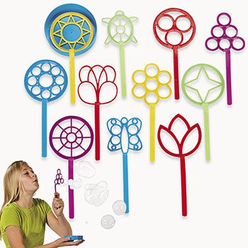 Super Fun Bubble Wand Assortment (1 Dozen) Summer Fun, Children's Bubble Supplies, Arts & Crafts