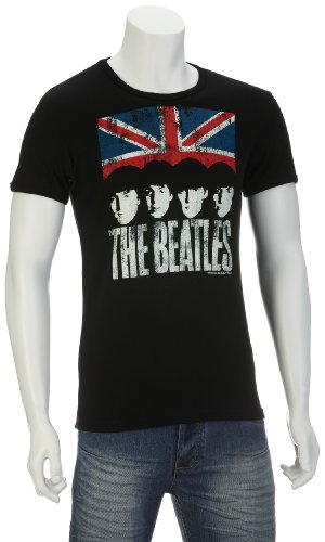 Logoshirt Beatles - Vintage Union Jack Logo Men's T-Shirt Black X-Large