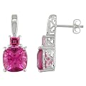 Silver Topaz Earrings - Pink