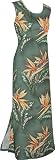 Bird of Paradise Print #2 A-Shape Bias Cut 10 Side Slits Hawaiian Aloha Slip-Over-The-Head Long Tank Dress