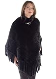 Knitted Mink-Black Poncho Cape