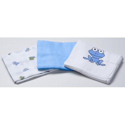 Odenwälder Mullwindeln 3er Pack Frosch blau