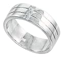 Gent's Perfect Quality Sterling Silver Brilliant Cut Cubic Zirconia Ring