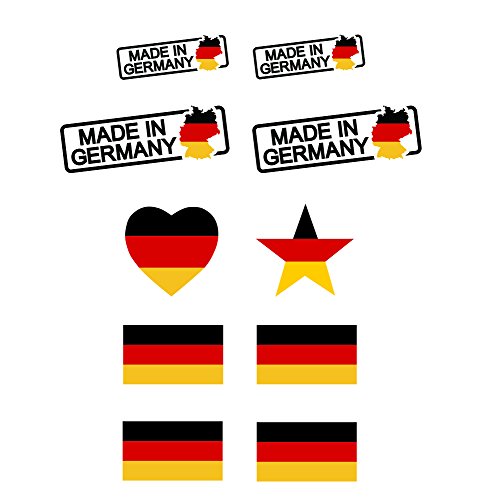 Deutschland Tattoo Sticker, Tattoo Aufkleber, Stern, Herz, Made in Germany, Olympia und EM Fanartikel 2016 – Deutschland Fanartikel