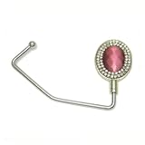 Pink Oval Bling Crystal Purse Hanger (Pink / Silver)