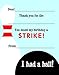 MyExpression.com 20 Fun Bowling Fill-in Children Birthday Thank You Cards