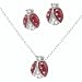 Sterling Silver CZ Ladybug Necklace Set