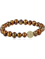 Freshwater Cultured Pearl and Crystal Fireball Bracelet, 7.5"