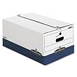 Bankers Box 0001203 Liberty Storage Box, String/Button Tie, Legal Size, White/Blue, 4/ct