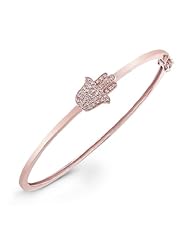 0.15 total carat Round Cut Diamond Hamsa Design Bangle in 14k Gold