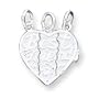 Sterling Silver Best Friends 3-piece Break-apart Heart Charm with 20 Inch Sterling Silver Chain