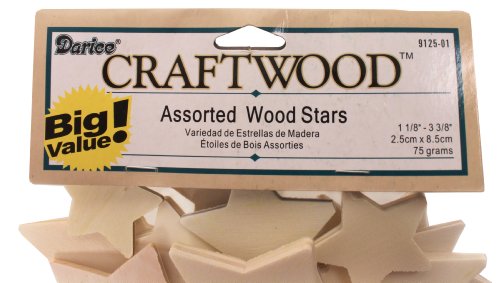 Darice Wood Cutout Star Assorted Styles ,1 to 4 inches each