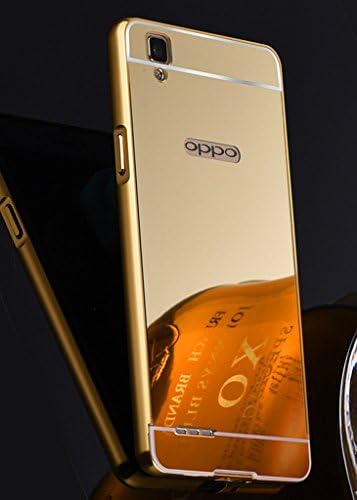 Sheerworth Oppo F1 Plus Case, Luxury Metal Bumper + Acrylic Mirror Back Cover Case For Oppo F1 Plus (Golden)