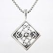 Diamond Shaped Celtic Love Knot RELATIONSHIP Pendant in Sterling Silver on a 20" Oxidized Round Box Chain for Men or Women, #8256