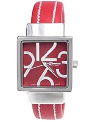 Geneva Platinum 12700212 Womens White Stitch Cuff Watch-RED