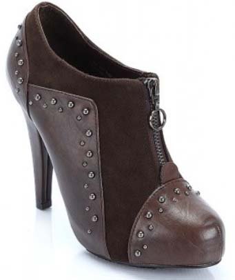 Retro Collar Brown Open Toe Women Bootie Dress Boots
