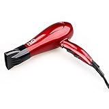 MHD Professional Salon Hair Dryer Negative Ionic 1875W DC Motor Blow Dryer with Styling Concentrator Nozzle and Diffuser 2 Speeds 3 Heat Settings Cold Shot Button ( Red)