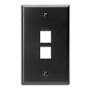 Leviton 41080-2EP QuickPort Wallplate, Single Gang, 2-Port, Black