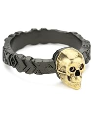 House of Harlow 1960 Engraved Pattern Skull Stack Ring in Gun Metal