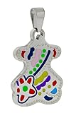 Stainless Steel Multi Color Enamel 'Teddy Bear' Pendant