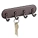 InterDesign AFFIXX, Peel and Stick Strong Self-Adhesive Key Storage Rack for Entryway, Office, Kitchen - 4 Hooks, Medium, Bronze