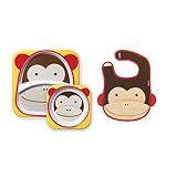 Skip Hop Zoo Melamine Tableware & Tuck-Away Bib Set