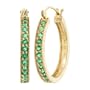 10k Yellow Gold Lab-Created Emerald Hoop Earrings