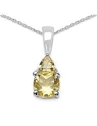 1.20 Carat Genuine Citrine Sterling Silver Pendant Necklace. 18"