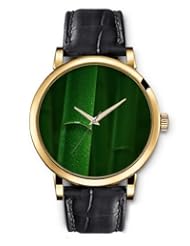 SPRAWL Aanalog Fashion Series Gold Ladies Watches of Genuine Black Leather Strap,Unique Wrist Watch for Women Girls Designed with Bamboo