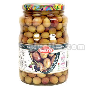 Scratched Turkish Green Olives (Glass) 700g by sera
