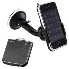 HR KFZ Halterung 360� mit Kugelkopf Halter f�r Apple iPhone 3G / 3GS 3 G GS 3. Generation Car holder / Befestigung schwenkbar + Wicked Chili Zusatz Akku 1900maH Ampere - schwarz f�r iPhone 3G, 3Gs Notfall Batterie, Lader, Battery Pack. Strom f�r unterwegs, optimal zB f�r die Navigation mit dem iPhone
