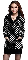 V-neck Sweater Illusion Dots Print Polyester/Velvet  Dress