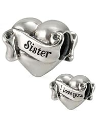Ohm Sterling Silver I love You Sister Heart Bead Charm