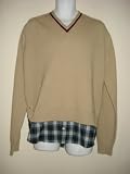 DSQUARED2 Mens Wool V Neck Plaid Tail Sweater in Beige
